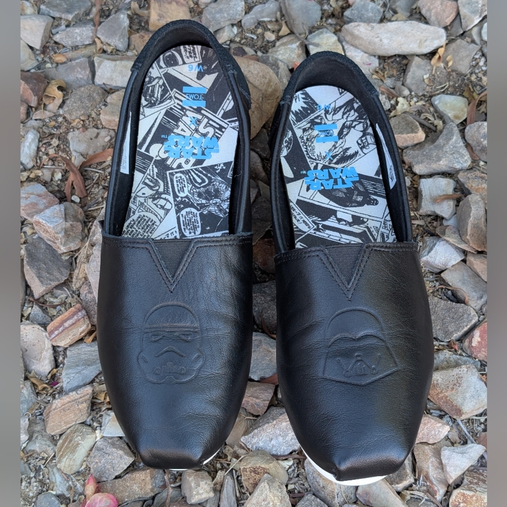 TOMS x Star Wars Darth Vader Embossed Leather Classics Slip-On Shoes Women's 6